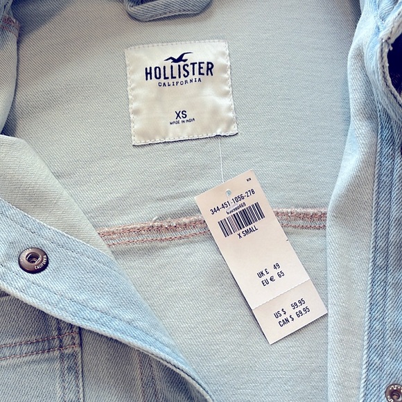 Cool light blue denim jean shacket jacket - Picture 2 of 3